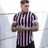 Sik Silk 2021 Summer Men&#39;s New Casual T-Shirt Fashion Striped Tide Brand Hip-Hop Short-Sleeved Street Clothing Sports Slim Tops