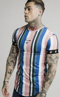 Sik Silk 2021 Summer Men&#39;s New Casual T-Shirt Fashion Striped Tide Brand Hip-Hop Short-Sleeved Street Clothing Sports Slim Tops