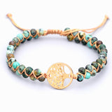 Natural Stone Yoga Wrap Bracelets Tree of Life Charm African Japser Braided Friendship Lover Bracelet For Women