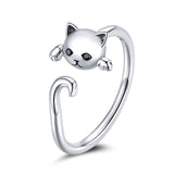 WOSTU Real 925 Sterling Silver Open Ring Finger Adjustable Size Wedding Rings For Women Engagement Fashion Silver Jewelry Gift