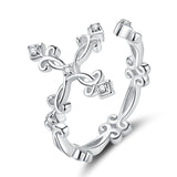 WOSTU Real 925 Sterling Silver Open Ring Finger Adjustable Size Wedding Rings For Women Engagement Fashion Silver Jewelry Gift