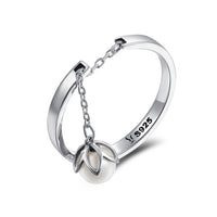 WOSTU Real 925 Sterling Silver Open Ring Finger Adjustable Size Wedding Rings For Women Engagement Fashion Silver Jewelry Gift