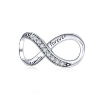 BAMOER Infinity Series Jewelry, Family Forever Charms, 925 Sterling Silver Clear Crystal Charm for Charm Bracelet