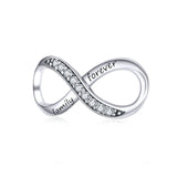 BAMOER Infinity Series Jewelry, Family Forever Charms, 925 Sterling Silver Clear Crystal Charm for Charm Bracelet