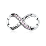 BAMOER Infinity Series Jewelry, Family Forever Charms, 925 Sterling Silver Clear Crystal Charm for Charm Bracelet