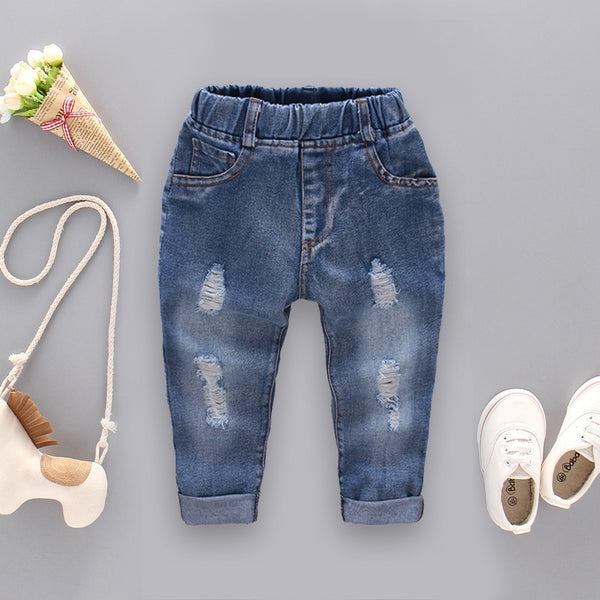 IENENS Fashion Children Boys Jeans Hole Pants Kids Baby Boy Denim Long Pants Clothing Toddler Boy&#39;s Cowboy Trousers Fit 2-5Y