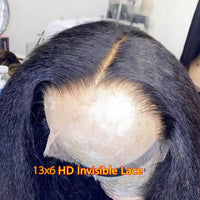 34 HD Kinky Straight Wig PrePlucked Remy 13x4 Lace Frontal Human Hair Wigs For Women Bleach Knots 13x6 HD Lace Human Hair Wigs