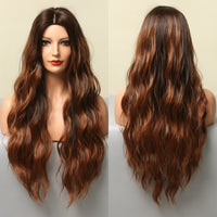 ALAN EATON Long Ombre Light Ash Brown Blonde Wavy Wig Cosplay Party Daily Synthetic Wig for Women High Density Temperature Fibre