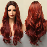 ALAN EATON Long Ombre Light Ash Brown Blonde Wavy Wig Cosplay Party Daily Synthetic Wig for Women High Density Temperature Fibre