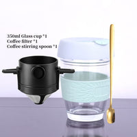 Coffee Filter Portable 304 Stainless Steel Drip Coffee Tea Holder Funnel Baskets Reusable Tea Infuser and Stand Coffee Dripper