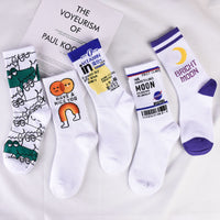 Korean Style Women Cute Skater Socks Women Set Men Funny Socks Hip Hop Cotton Long Crew Socks Calcetines De La Mujer Harajuku
