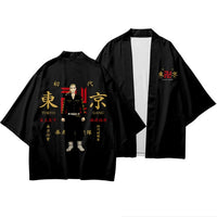 Tokyo Revengers Cosplay Cloak Anime Black White Top for Summer Hanagaki Takemichi Ken Ryuguji Haori Kimono Tee Men Short-sleeve