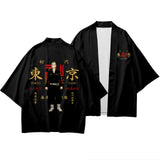Tokyo Revengers Cosplay Cloak Anime Black White Top for Summer Hanagaki Takemichi Ken Ryuguji Haori Kimono Tee Men Short-sleeve