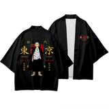 Tokyo Revengers Cosplay Cloak Anime Black White Top for Summer Hanagaki Takemichi Ken Ryuguji Haori Kimono Tee Men Short-sleeve