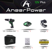 12V 16V 21V 25V Plus Double Speed Electric Drill Cordless Hand Drill Mini Electric Screwdriver Rechargable Lithium Battery Drill