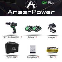 12V 16V 21V 25V Plus Double Speed Electric Drill Cordless Hand Drill Mini Electric Screwdriver Rechargable Lithium Battery Drill