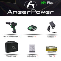 12V 16V 21V 25V Plus Double Speed Electric Drill Cordless Hand Drill Mini Electric Screwdriver Rechargable Lithium Battery Drill