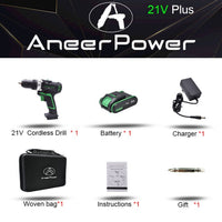 12V 16V 21V 25V Plus Double Speed Electric Drill Cordless Hand Drill Mini Electric Screwdriver Rechargable Lithium Battery Drill