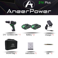12V 16V 21V 25V Plus Double Speed Electric Drill Cordless Hand Drill Mini Electric Screwdriver Rechargable Lithium Battery Drill