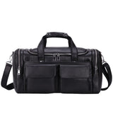 Black Fashion Genuine Leather Travel Bag 100% Soft Cowhide Duffle Bag For Weeked 17&quot; Laptop Shoulder Bag Handbags Dual Use