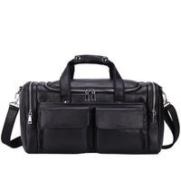 Black Fashion Genuine Leather Travel Bag 100% Soft Cowhide Duffle Bag For Weeked 17&quot; Laptop Shoulder Bag Handbags Dual Use