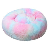 Round Donut Dog Bed Plush Pet Basket Cuddler Soft Warm Nest Cat Sleeping Bag Sofa Calming Cozy Cushion Beds for Small Large Dogs