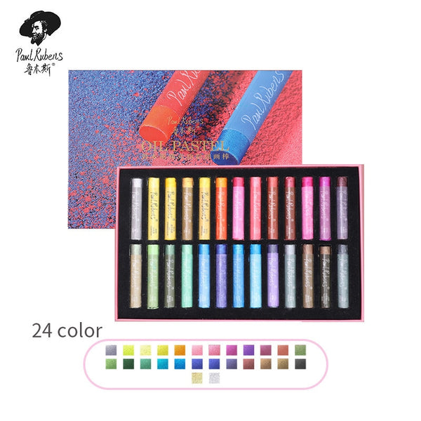 Paul Rubens Oil Pastel Glitter 24+2 Color Set Vibrant Color Professional Painting Soft Pastel Drawing Pen Suitable for Artists