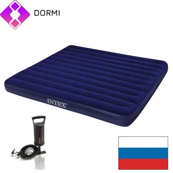 INTEX Big Inflatable Mattress bed for home or tourism for swimming 183x203x25 152x203x25 with Pump