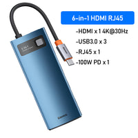 Baseus USB C HUB Type C to HDMI-compatible USB 3.0 Adapter 8 in 1 Type C HUB Dock for MacBook Pro Air USB C Splitter