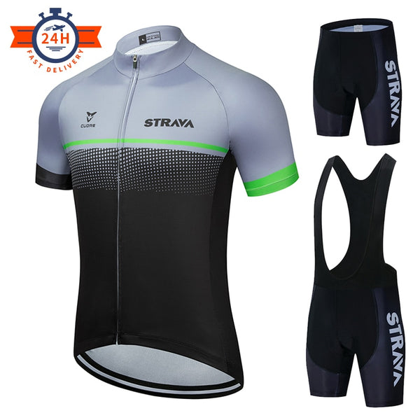 STRAVA Cycling Jersey Set 2021 Breathable Bicycle Clothing ciclismo Clothes Summer Man Short Sleeve Sports Cycling kit camisas