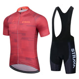 STRAVA Cycling Jersey Set 2021 Breathable Bicycle Clothing ciclismo Clothes Summer Man Short Sleeve Sports Cycling kit camisas