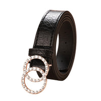 Black leather belt woman waist rhinestone belts for women luxury brand cinturon mujer G strass jeans ceinture femme strap cintos