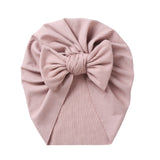 Solid Ribbed Bunny Knot Turban Hats for Baby Boys Girls Beanies Striped Thin Elastic Caps Bonnet Newborn Toddler 0-4T Headwraps