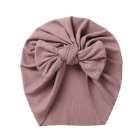 Solid Ribbed Bunny Knot Turban Hats for Baby Boys Girls Beanies Striped Thin Elastic Caps Bonnet Newborn Toddler 0-4T Headwraps
