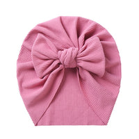 Solid Ribbed Bunny Knot Turban Hats for Baby Boys Girls Beanies Striped Thin Elastic Caps Bonnet Newborn Toddler 0-4T Headwraps