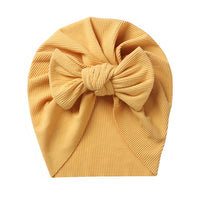 Solid Ribbed Bunny Knot Turban Hats for Baby Boys Girls Beanies Striped Thin Elastic Caps Bonnet Newborn Toddler 0-4T Headwraps