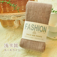 Autumn Winter Pantyhose Cotton Knitted Stockings Candy Color Women Warm Twist Striped Women Tights 2 Designs Footless Tights