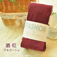 Autumn Winter Pantyhose Cotton Knitted Stockings Candy Color Women Warm Twist Striped Women Tights 2 Designs Footless Tights