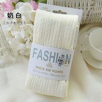 Autumn Winter Pantyhose Cotton Knitted Stockings Candy Color Women Warm Twist Striped Women Tights 2 Designs Footless Tights