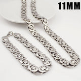 Moorvan Stainless Steel Men Jewelry Set Fashion Egypt Byzantine Bracelet Necklace Sets 11mm Width Jewellery for Women&#39;s Man&#39;s