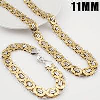 Moorvan Stainless Steel Men Jewelry Set Fashion Egypt Byzantine Bracelet Necklace Sets 11mm Width Jewellery for Women&#39;s Man&#39;s
