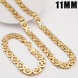 Moorvan Stainless Steel Men Jewelry Set Fashion Egypt Byzantine Bracelet Necklace Sets 11mm Width Jewellery for Women&#39;s Man&#39;s