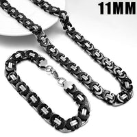 Moorvan Stainless Steel Men Jewelry Set Fashion Egypt Byzantine Bracelet Necklace Sets 11mm Width Jewellery for Women&#39;s Man&#39;s