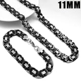 Moorvan Stainless Steel Men Jewelry Set Fashion Egypt Byzantine Bracelet Necklace Sets 11mm Width Jewellery for Women&#39;s Man&#39;s