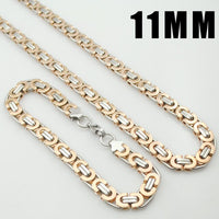 Moorvan Stainless Steel Men Jewelry Set Fashion Egypt Byzantine Bracelet Necklace Sets 11mm Width Jewellery for Women&#39;s Man&#39;s