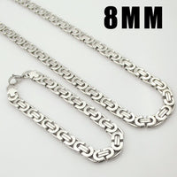 Moorvan Stainless Steel Men Jewelry Set Fashion Egypt Byzantine Bracelet Necklace Sets 11mm Width Jewellery for Women&#39;s Man&#39;s