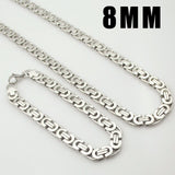 Moorvan Stainless Steel Men Jewelry Set Fashion Egypt Byzantine Bracelet Necklace Sets 11mm Width Jewellery for Women&#39;s Man&#39;s