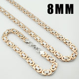 Moorvan Stainless Steel Men Jewelry Set Fashion Egypt Byzantine Bracelet Necklace Sets 11mm Width Jewellery for Women&#39;s Man&#39;s
