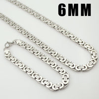 Moorvan Stainless Steel Men Jewelry Set Fashion Egypt Byzantine Bracelet Necklace Sets 11mm Width Jewellery for Women&#39;s Man&#39;s