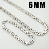 Moorvan Stainless Steel Men Jewelry Set Fashion Egypt Byzantine Bracelet Necklace Sets 11mm Width Jewellery for Women&#39;s Man&#39;s